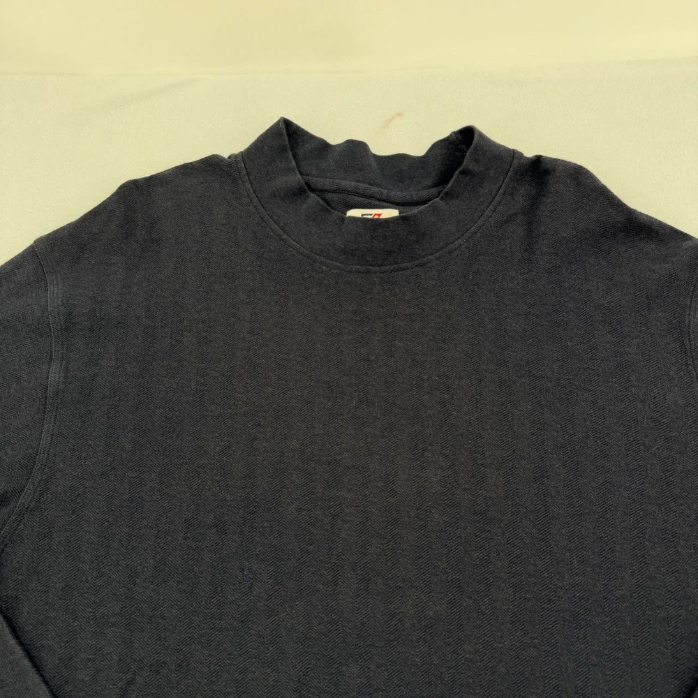 Cutter & Buck Men 3XT Navy Blue Herringbone Mock Neck Long Sleeve Shirt Outdoors